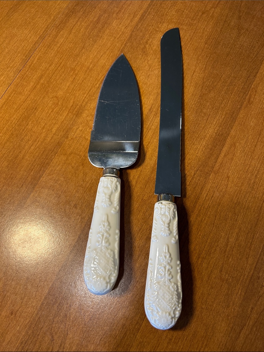 Ivory-Handle Cake Serving Knife and Server Set